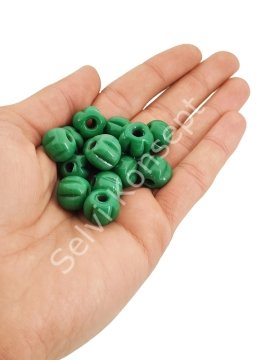 Çimen Yeşili Makarna Cam Boncuk 10 Adet