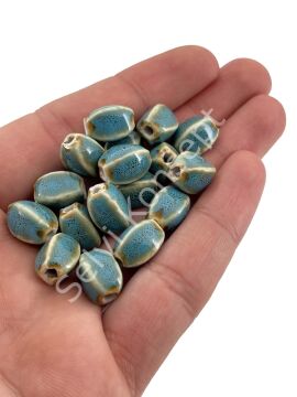 Otantik Seramik Boncuk 8x12 mm Mavi