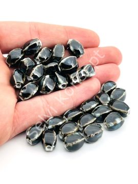 Otantik Seramik Boncuk 8x12 mm Siyah