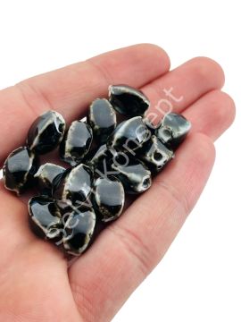 Otantik Seramik Boncuk 8x12 mm Siyah