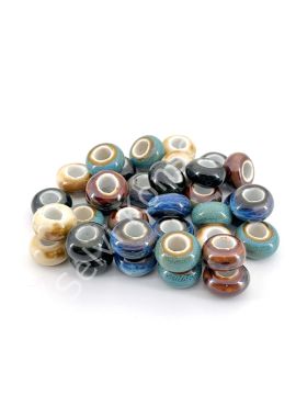 Otantik Seramik Boncuk Geniş Delik Rondela 14 mm