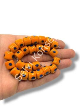 Şarlama Sanatı Benekli Silindir Turuncu Dizi Cam Boncuk