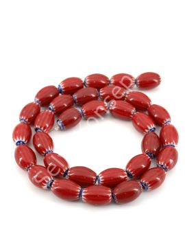 Chevron Cam Boncuk Dizi Kırmızı 8x11 mm