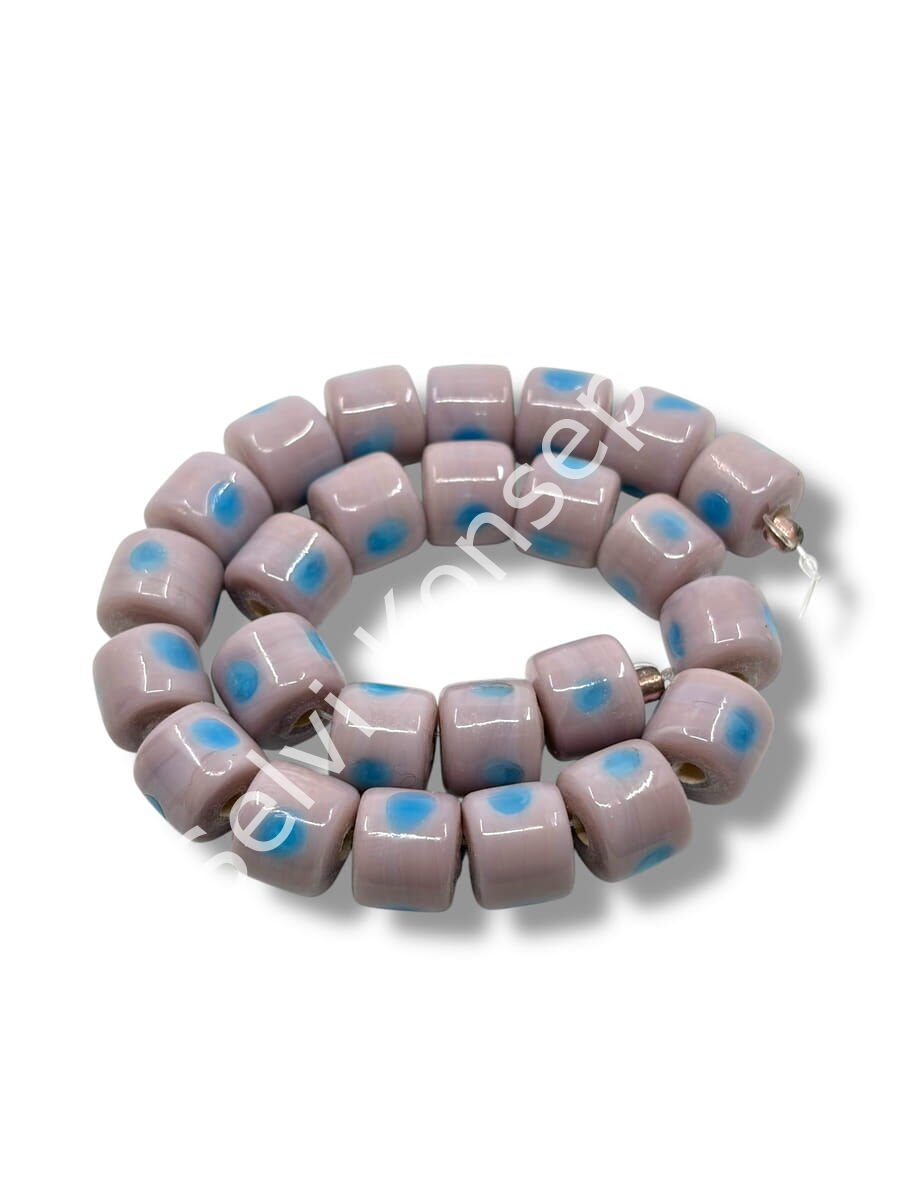 Şarlama Sanatı Benekli Silindir Mürdüm Dizi Cam Boncuk