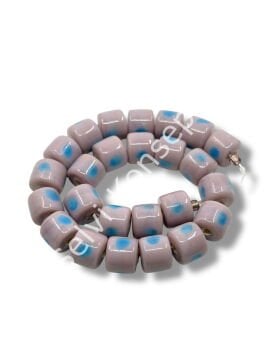 Şarlama Sanatı Benekli Silindir Mürdüm Dizi Cam Boncuk