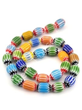 Chevron Cam Boncuk Dizi Karışık Renkli 10x13 mm