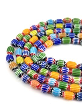 Chevron Cam Boncuk Dizi Karışık Renkli 10x13 mm