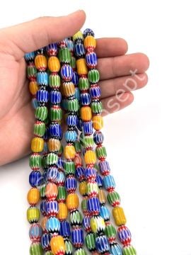 Chevron Cam Boncuk Dizi Karışık Renkli 10x13 mm