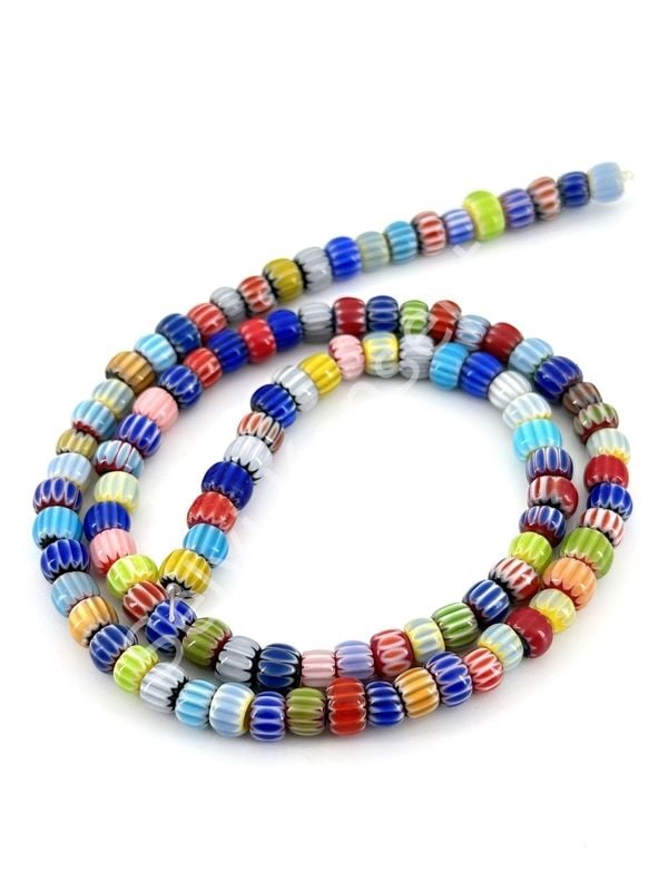 Chevron Silindir Cam Boncuk Dizi Karışık Renkli 5x3 mm