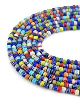 Chevron Silindir Cam Boncuk Dizi Karışık Renkli 5x3 mm