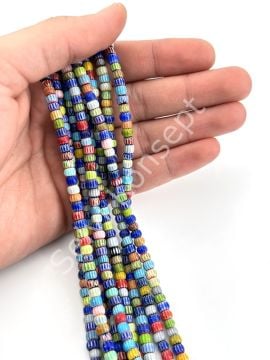 Chevron Silindir Cam Boncuk Dizi Karışık Renkli 5x3 mm