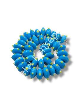 Şarlama Sanatı Papatya Benekli Rondela Mavi Dizi Cam Boncuk