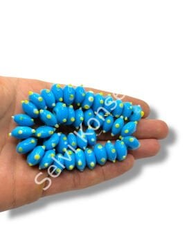 Şarlama Sanatı Papatya Benekli Rondela Mavi Dizi Cam Boncuk