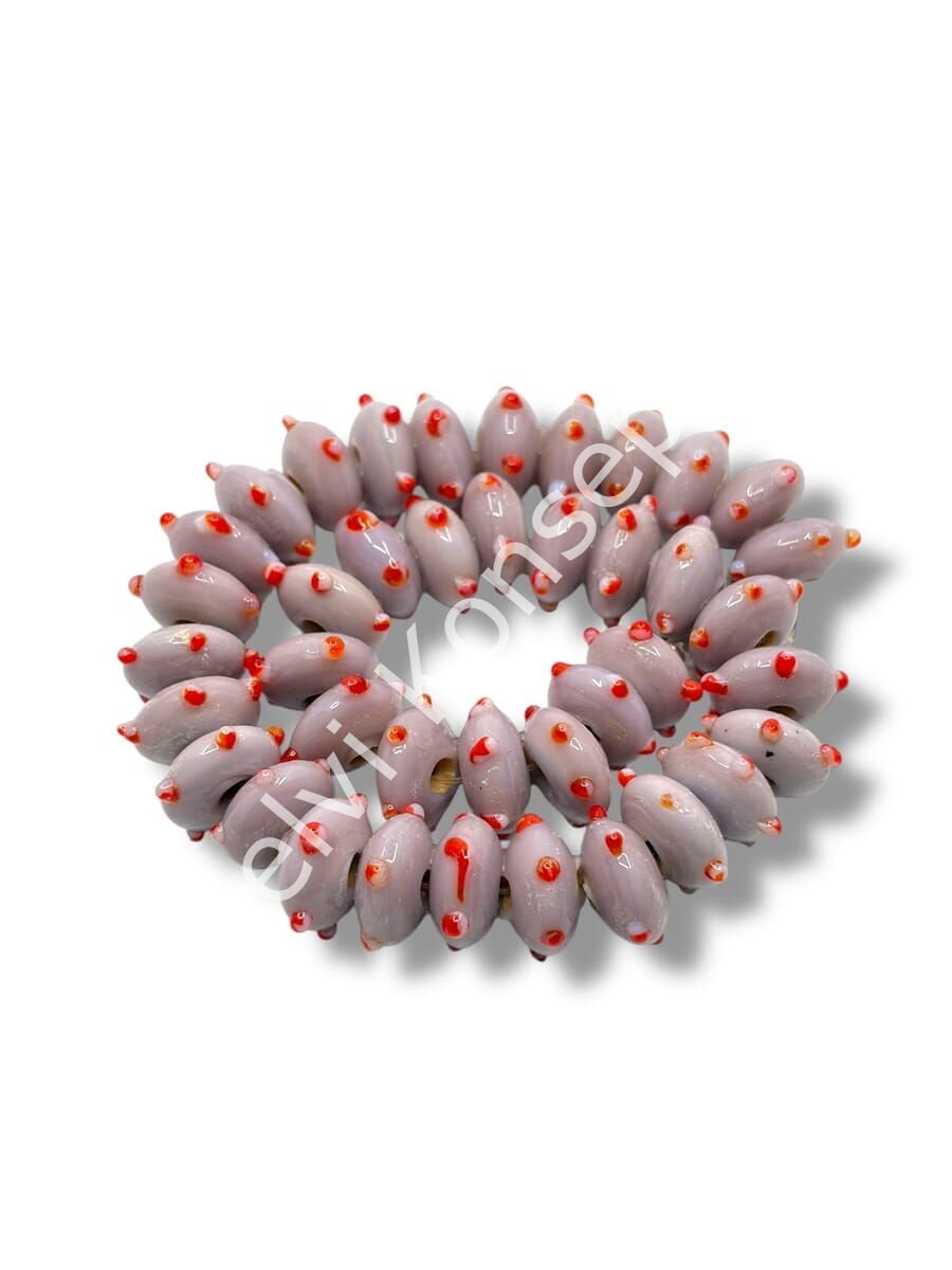 Şarlama Sanatı Papatya Benekli Rondela Mürdüm Dizi Cam Boncuk