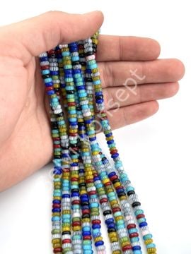 Chevron Rondela Cam Boncuk Dizi Karışık Renkli 6x2,5 mm