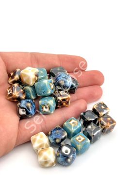 Otantik Seramik Boncuk Bombeli Küp 13 mm