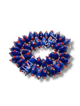 Şarlama Sanatı Papatya Benekli Rondela Lacivert Dizi Cam Boncuk