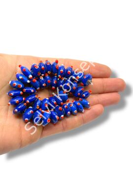 Şarlama Sanatı Papatya Benekli Rondela Lacivert Dizi Cam Boncuk