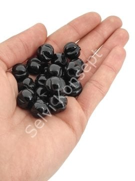 Siyah Makarna Cam Boncuk 10 Adet