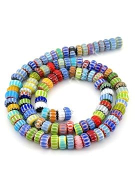Chevron Rondela Cam Boncuk Dizi Karışık Renkli 8x4 mm