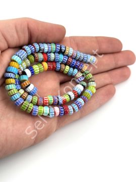 Chevron Rondela Cam Boncuk Dizi Karışık Renkli 8x4 mm