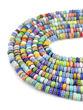 Chevron Rondela Cam Boncuk Dizi Karışık Renkli 8x4 mm