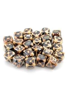 Otantik Seramik Boncuk Bombeli Küp 13 mm Kahverenği