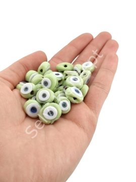 Özel Üretim Çift Gözlü Açık Yeşil Danagöz Boncuk 14 mm