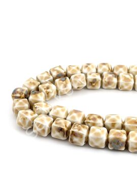 Otantik Seramik Boncuk Bombeli Küp 13 mm Krem