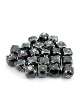 Otantik Seramik Boncuk Bombeli Küp 13 mm Siyah