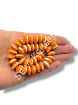 Şarlama Sanatı Geometrik Çizgili Rondela Turuncu Dizi Cam Boncuk