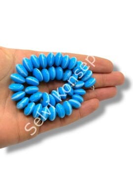 Şarlama Sanatı Geometrik Çizgili Rondela Mavi Dizi Cam Boncuk