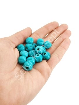 Turkuaz Makarna Cam Boncuk 10 Adet