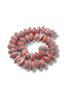 Şarlama Sanatı Geometrik Çizgili Rondela Mürdüm Dizi Cam Boncuk