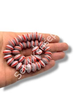 Şarlama Sanatı Geometrik Çizgili Rondela Mürdüm Dizi Cam Boncuk