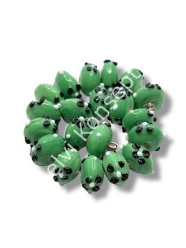 Şarlama Sanatı Çiçek İşlemeli Rondela Mint Yeşili Dizi Cam Boncuk