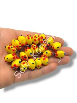 Şarlama Sanatı Çiçek İşlemeli Rondela Sarı Dizi Cam Boncuk