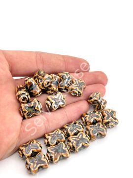 Otantik Seramik Boncuk 11x17 mm Kahverenği