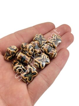 Otantik Seramik Boncuk 11x17 mm Kahverenği
