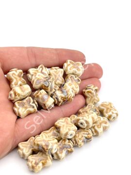 Otantik Seramik Boncuk 11x17 mm Krem