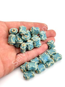 Otantik Seramik Boncuk 11x17 mm Mavi