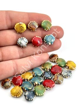 Otantik Seramik Boncuk İstiridye 12x11,5 mm