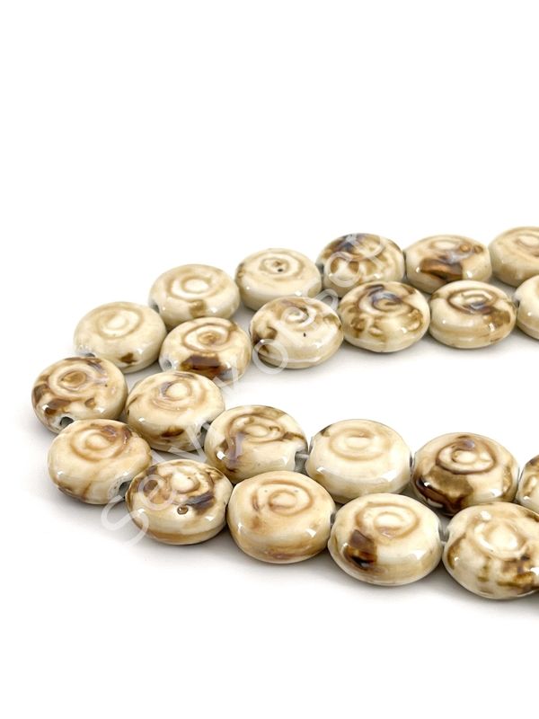 Otantik Seramik Boncuk 20 mm Krem
