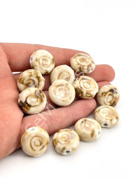 Otantik Seramik Boncuk 20 mm Krem