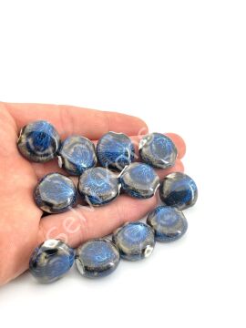 Otantik Seramik Boncuk 20 mm Lacivert