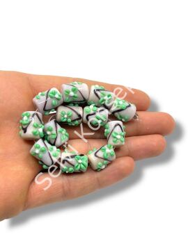 Şarlama Sanatı Çiçek İşlemeli Silindir Mürdüm Dizi Cam Boncuk