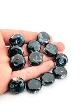 Otantik Seramik Boncuk 20 mm Siyah