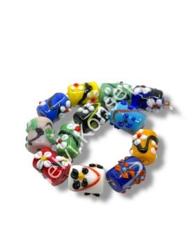 Şarlama Sanatı Çiçek İşlemeli Silindir Karnaval Mix Dizi Cam Boncuk