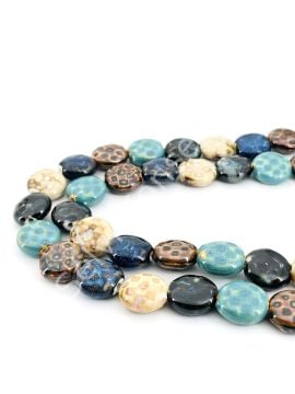 Otantik Seramik Boncuk Yassı Benekli 20 mm