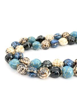 Otantik Seramik Boncuk Gül Motif 18 mm